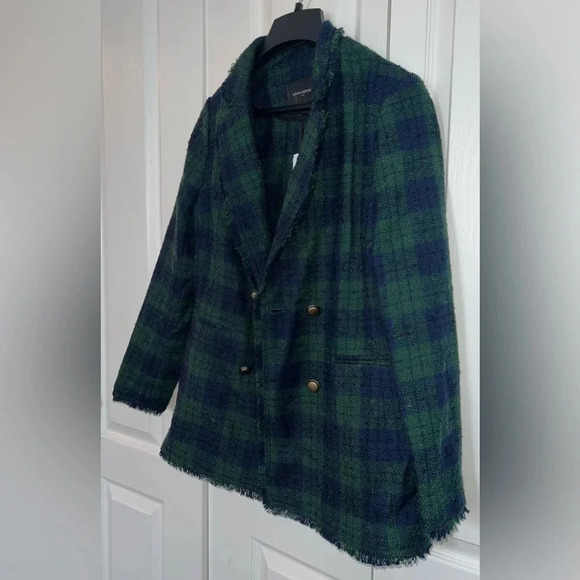 NWT Banana Republic small green academia tartan plaid blazer - Picture 3 of 7